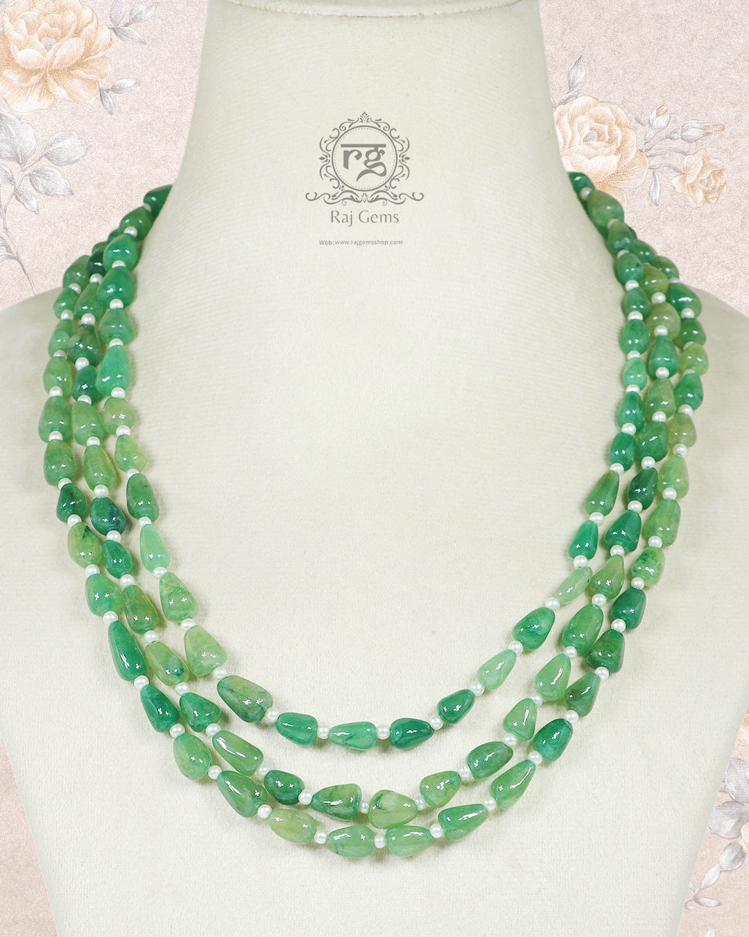 Natural Green Quartz & Pearl Gemstone Beads Necklace Jewelry