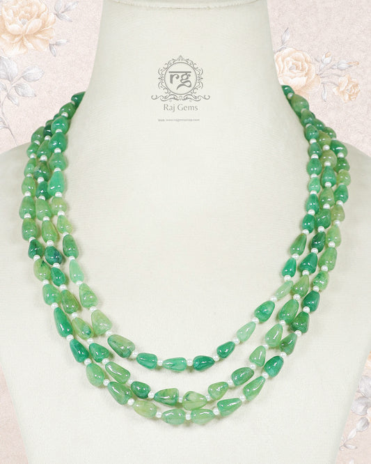 Natural Green Quartz & Pearl Gemstone Beads Necklace Jewelry