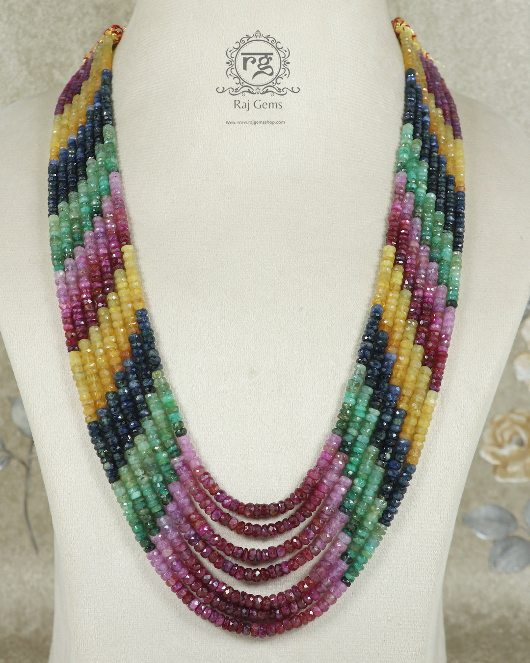 Natural Multi Precious Sapphire Gemstone Beads Necklace Jewelry