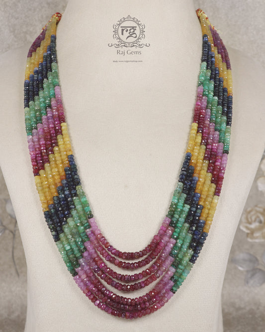 Natural Multi Precious Sapphire Gemstone Beads Necklace Jewelry