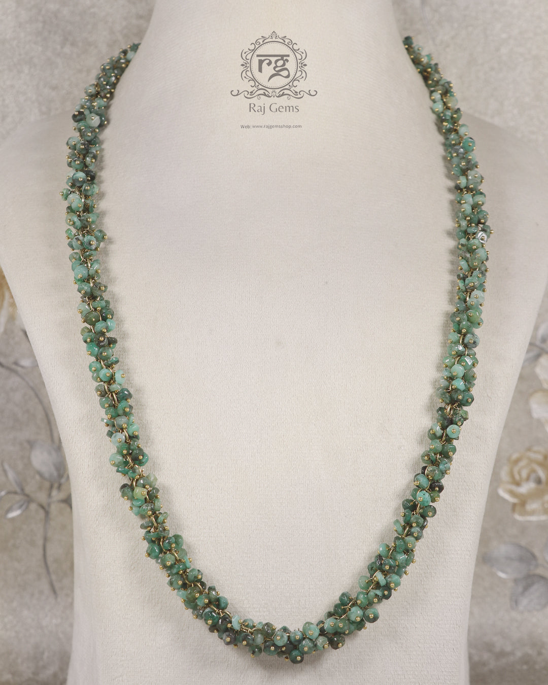 Designer Emerald Gemstone Beads Necklace Jewelery