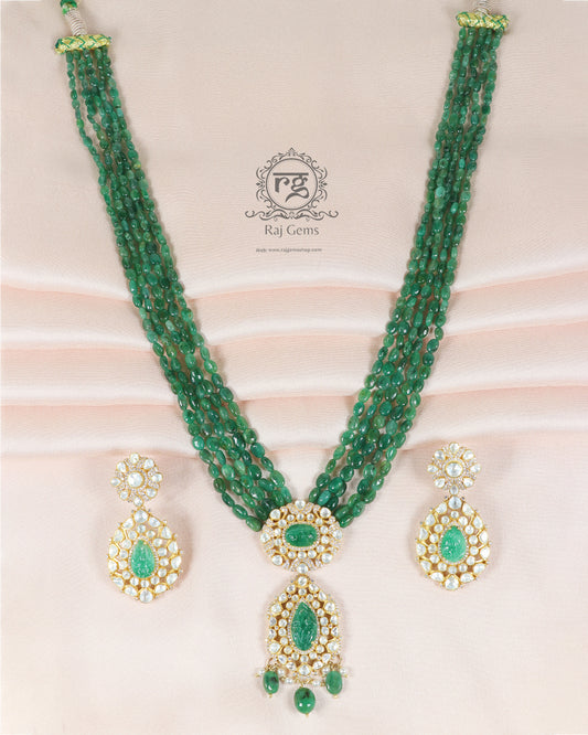 925 Pure Silver Designer emerald Necklace