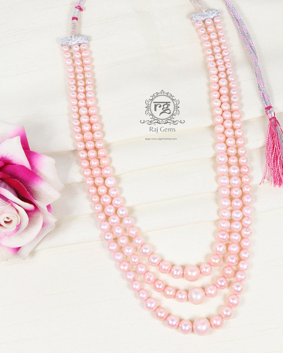 Natural Pink Freshwater Pearl Gemstone Beads Necklace Jewelry