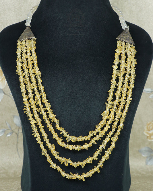 Natural Citrine Uncut Gemstone Beaded Necklace