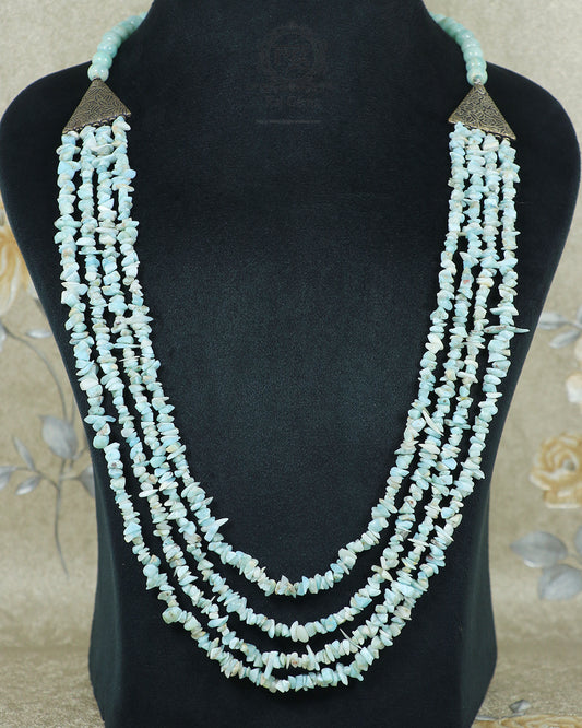 Natural Amazonite Uncut Gemstone Beaded Necklace