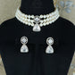 925 Silver White Stone Choker Necklace Set with Earring