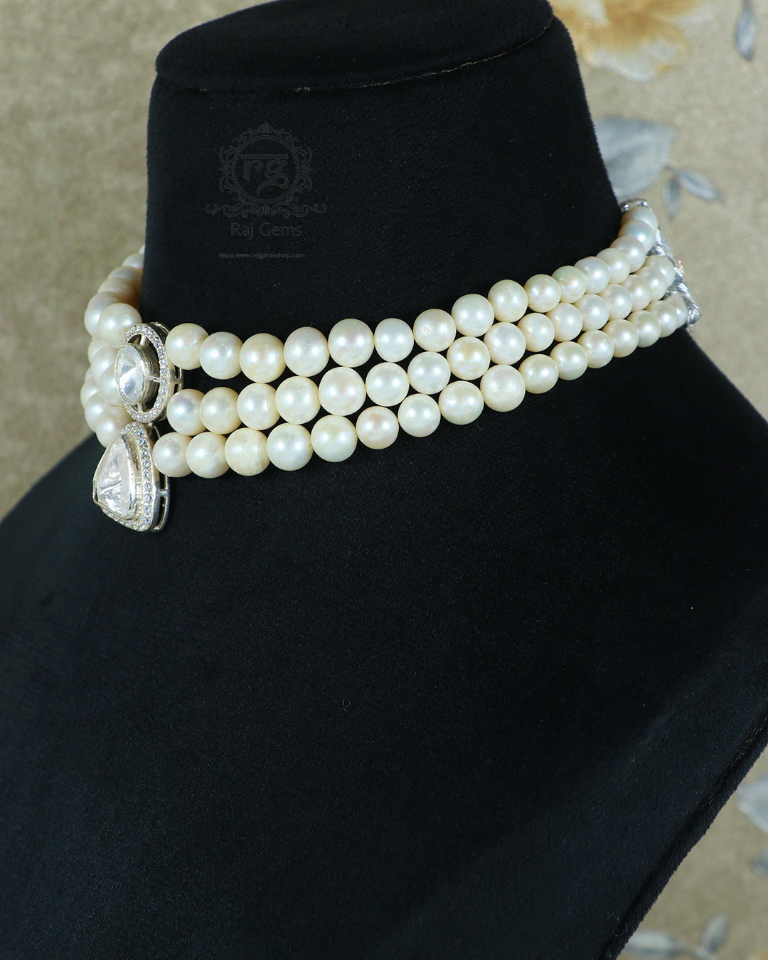 925 Silver White Stone Choker Necklace Set with Earring