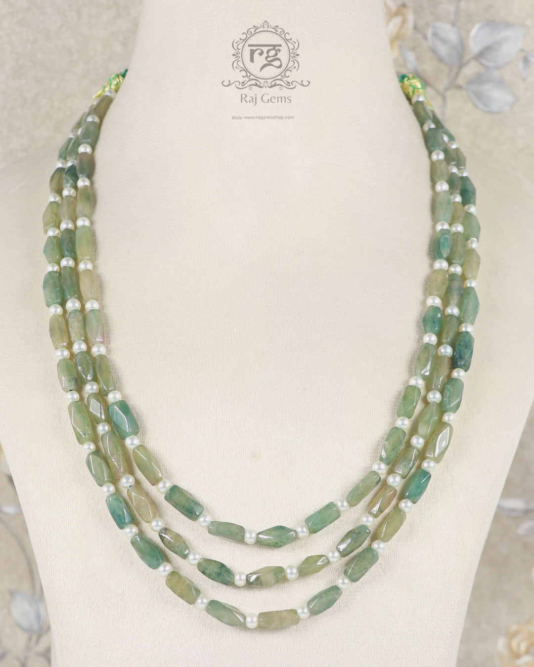 Natural Green Quartz and Pearl Gemstone beads Necklace Jewelry