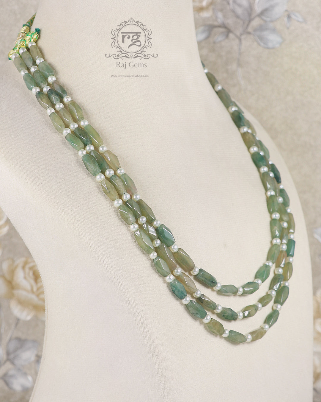 Natural Green Quartz and Pearl Gemstone beads Necklace Jewelry