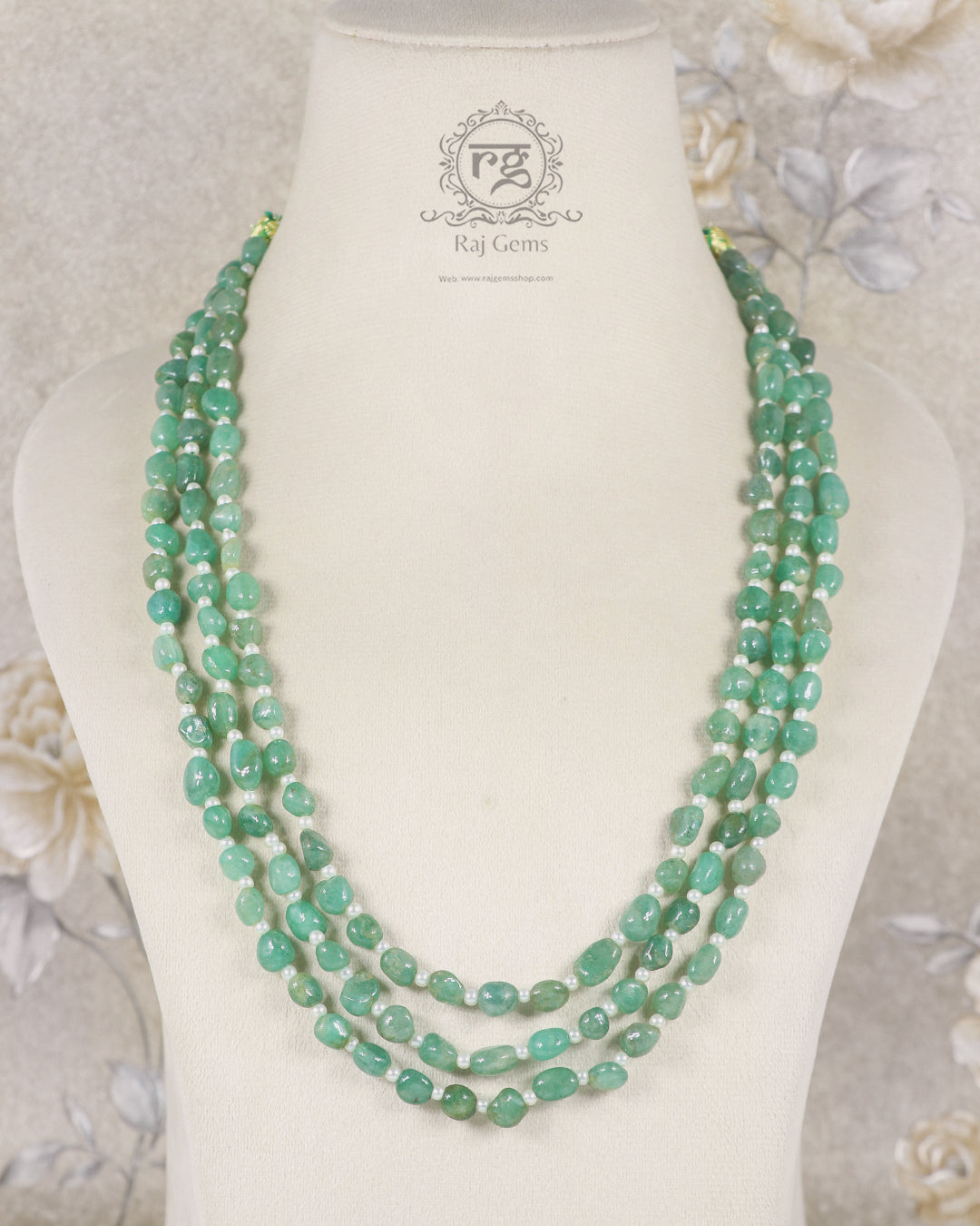 Natural Oval Green Quartz and Pearl Gemstone beads Necklace Jewelry