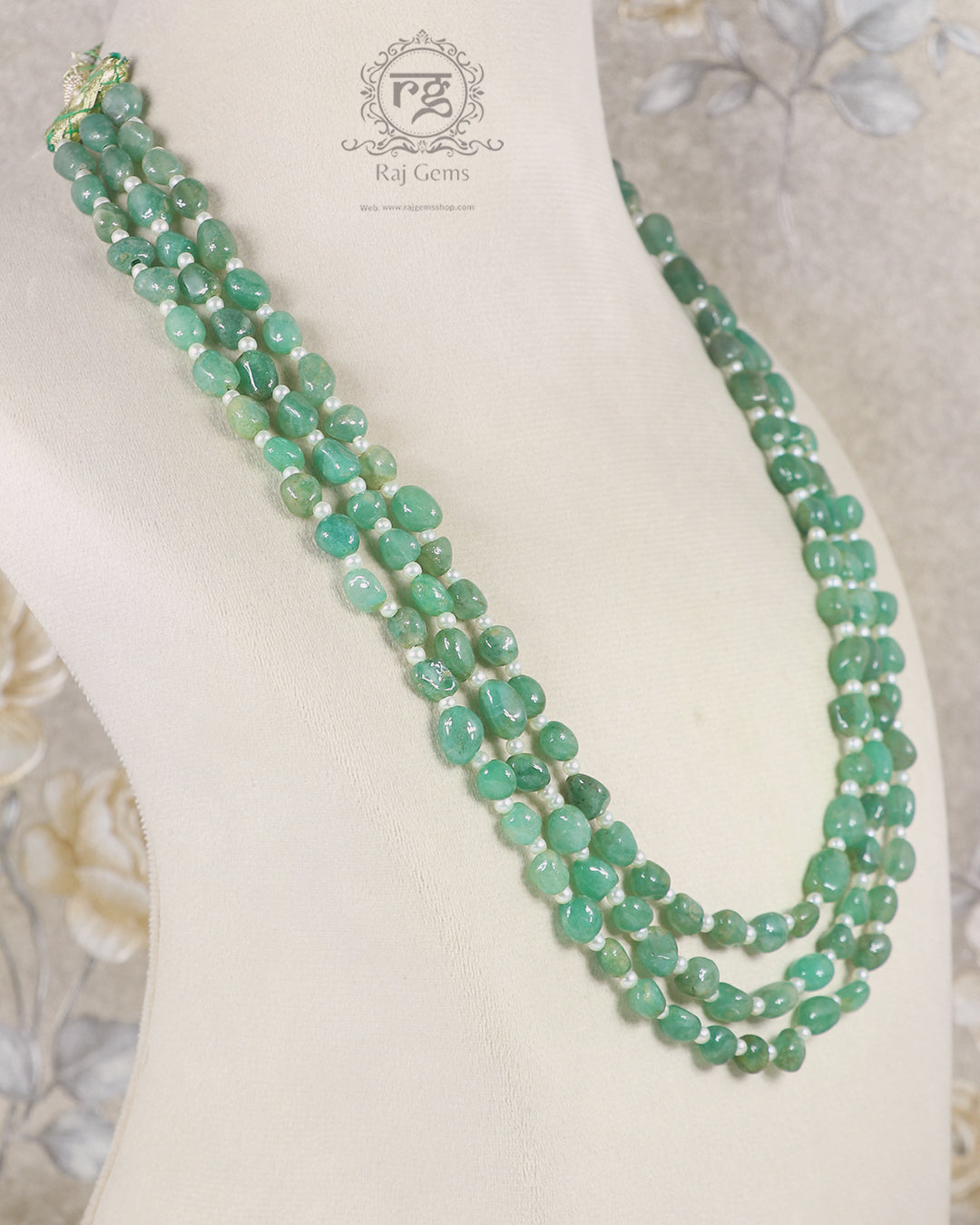 Natural Oval Green Quartz and Pearl Gemstone beads Necklace Jewelry