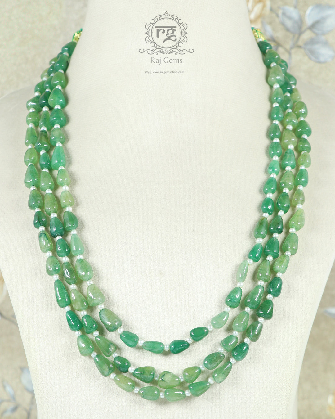 Natural Drop Green Quartz and Pearl Gemstone beads Necklace Jewelry