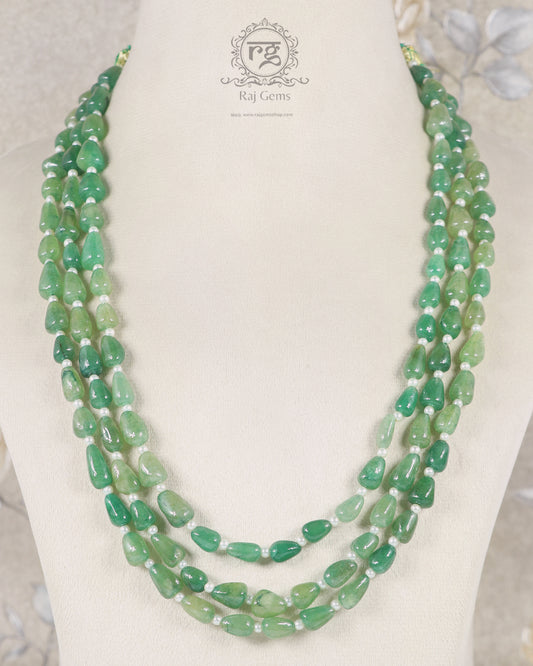 Natural Drop Green Quartz and Pearl Gemstone beads Necklace Jewelry