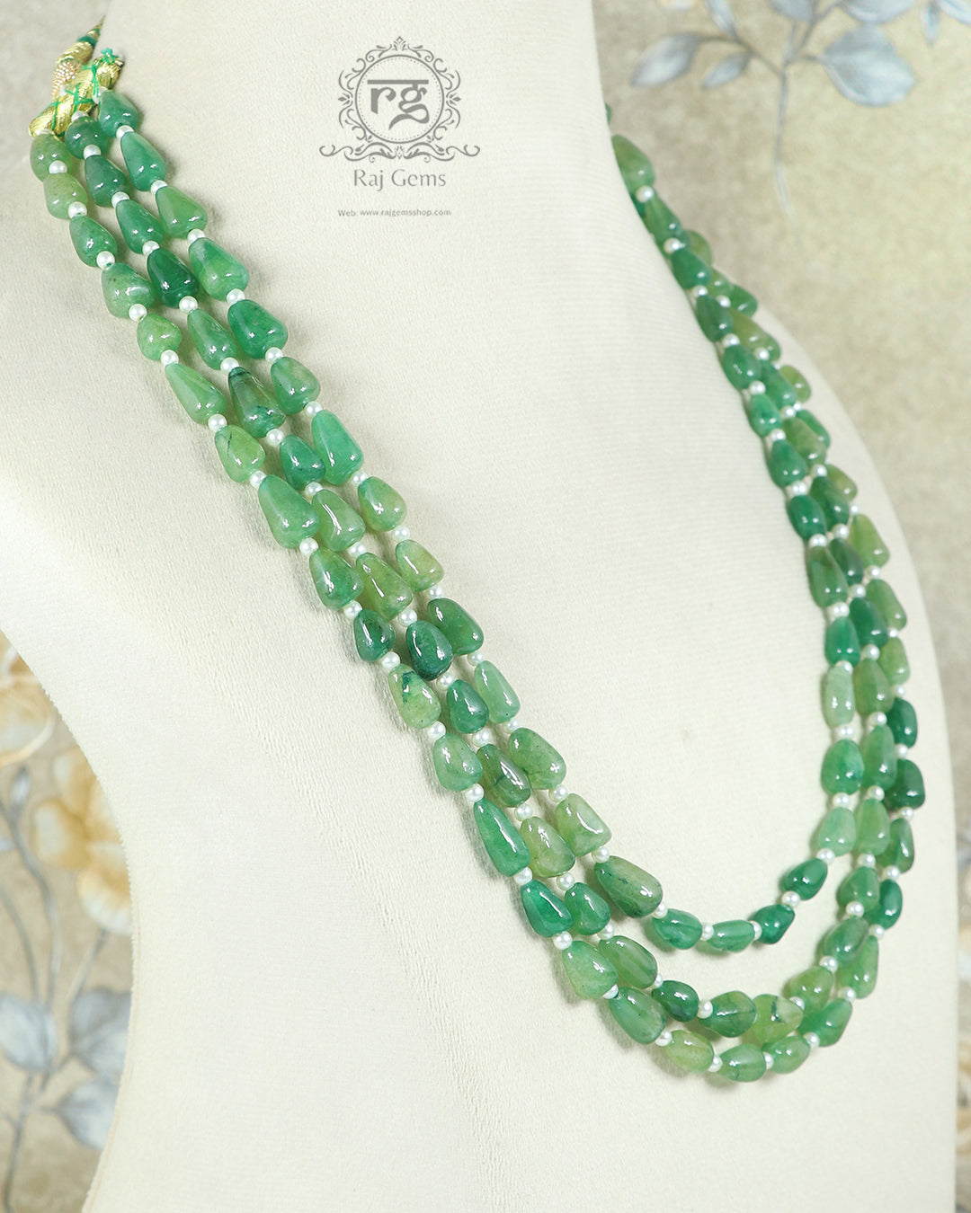 Natural Drop Green Quartz and Pearl Gemstone beads Necklace Jewelry