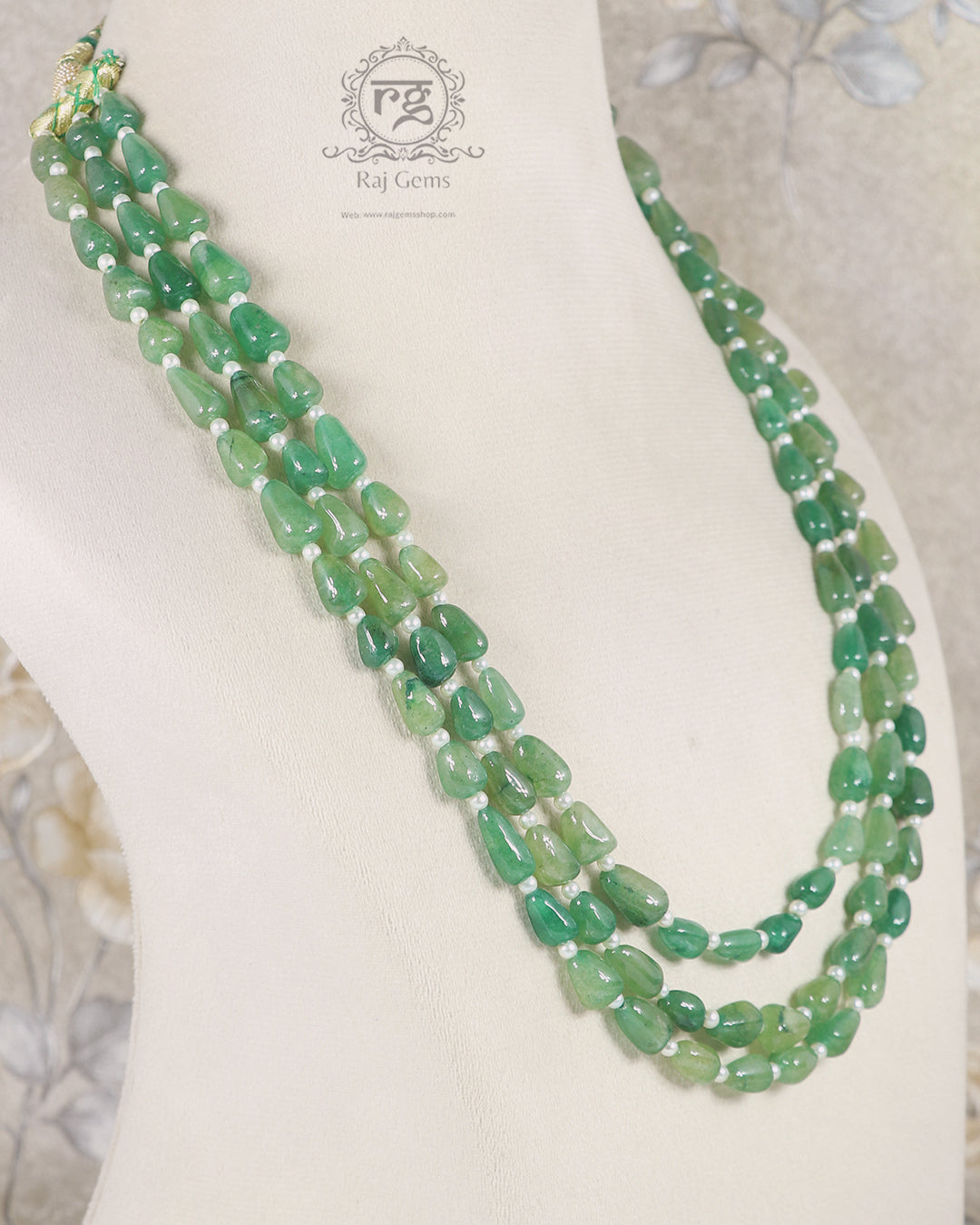 Natural Drop Green Quartz and Pearl Gemstone beads Necklace Jewelry