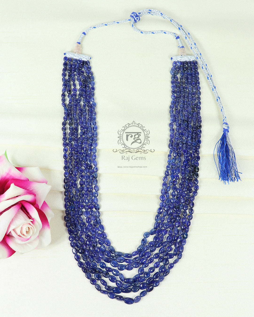 Natural Blue Sapphire Gemstone Beads Necklace Jewelry