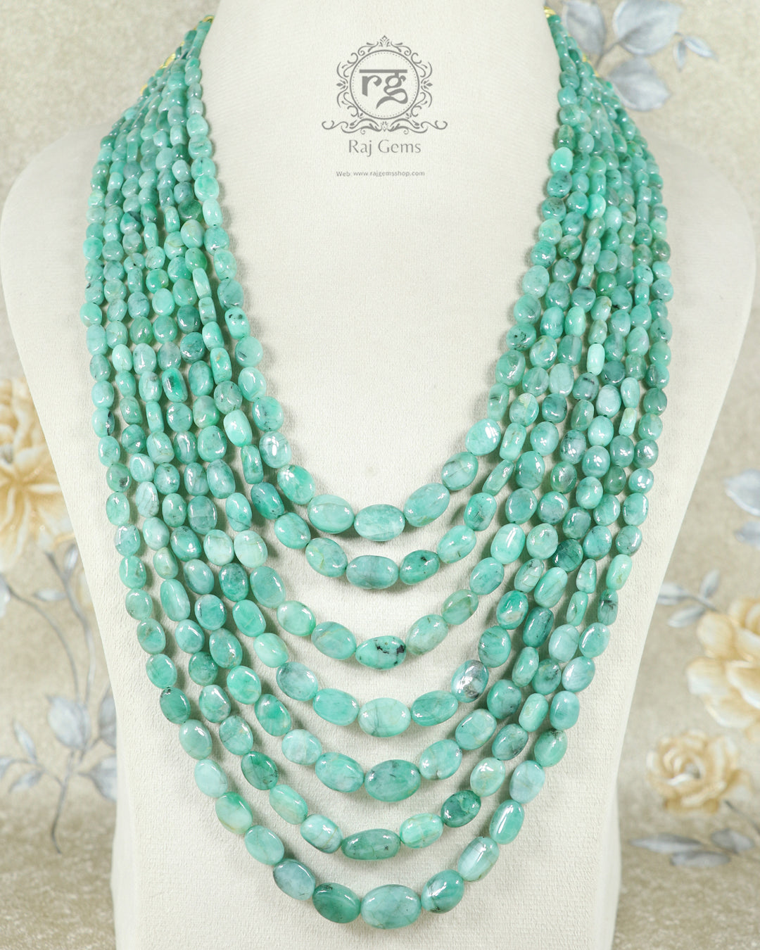 Natural Emerald Gemstone Beads Necklace Jewelry