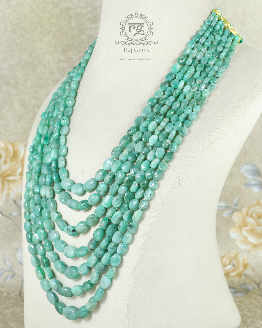 Natural Emerald Gemstone Beads Necklace Jewelry