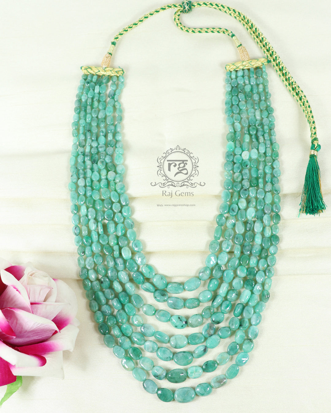 Natural Emerald Gemstone Beads Necklace Jewelry