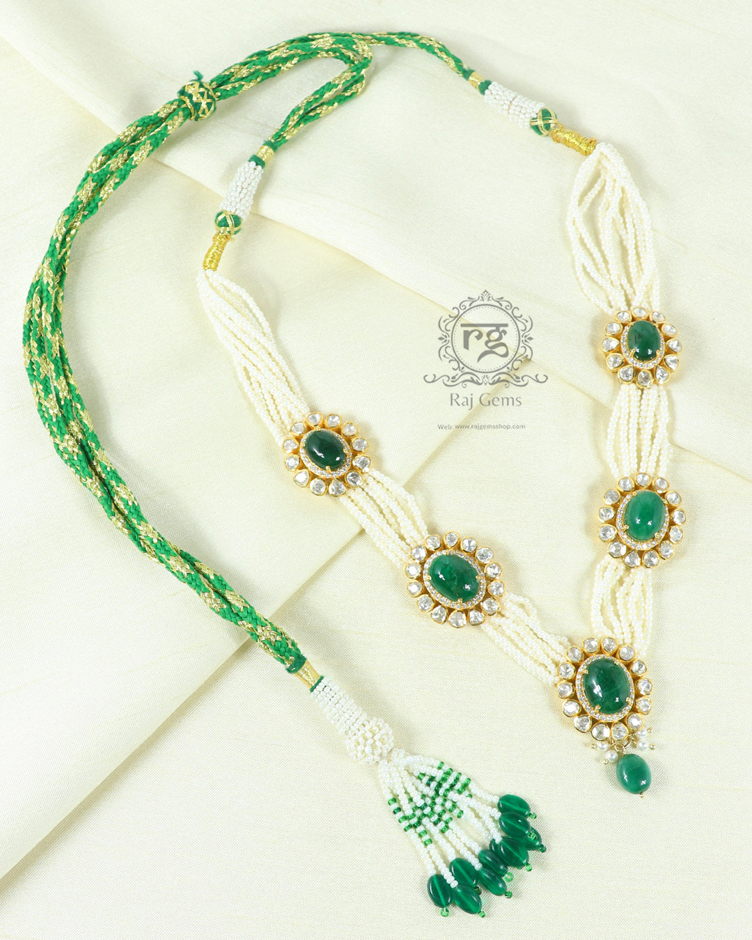 Pure 925 Silver Natural Emerald Gemstone Necklace