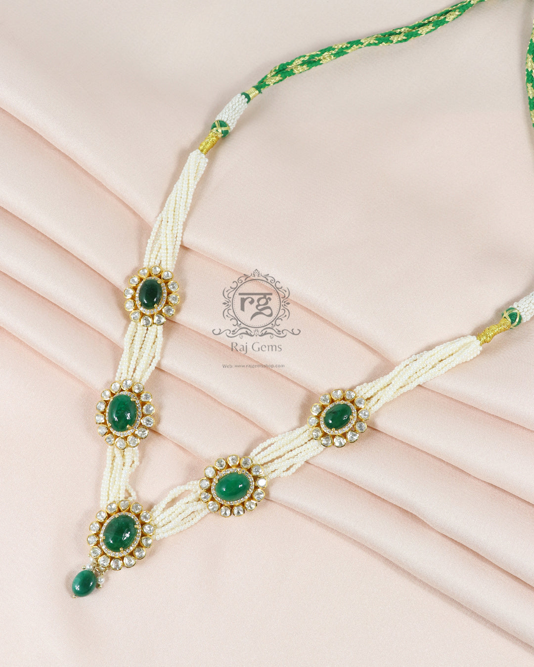 Pure 925 Silver Natural Emerald Gemstone Necklace