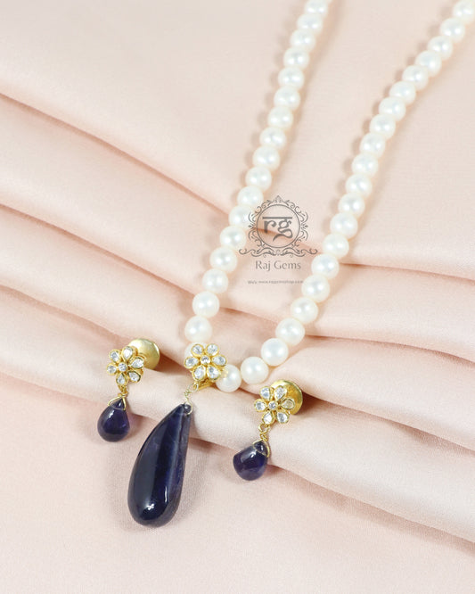 925 Silver Iolite Gemstone Necklace Jewelry