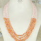 Natural Rose Quartz & Carnelian Gemstone Rondelle Smooth Beaded Necklace