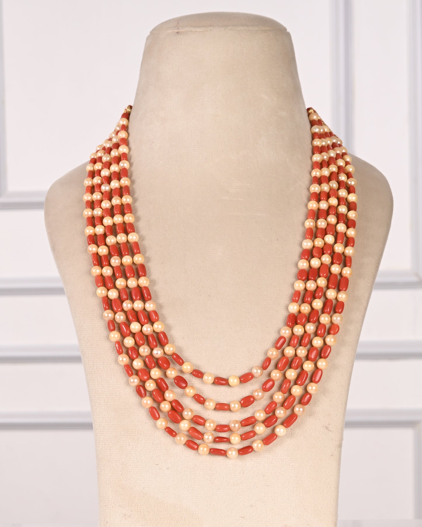 Natural Italian Coral & Pearl Gemstone Beads Necklace Jewelry