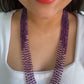 Natural Amethyst & Rose Quartz Gemstone Rondelle Smooth Beaded Necklace