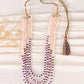 Natural Rose Quartz & Amethyst Gemstone Rondelle Smooth Beaded Necklace