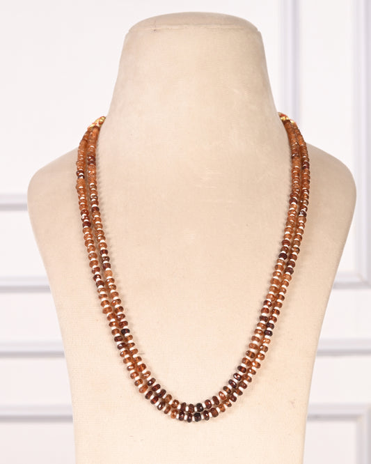 Natural Hessonite Garnet & Pearl Gemstone Beads Necklace Jewelry