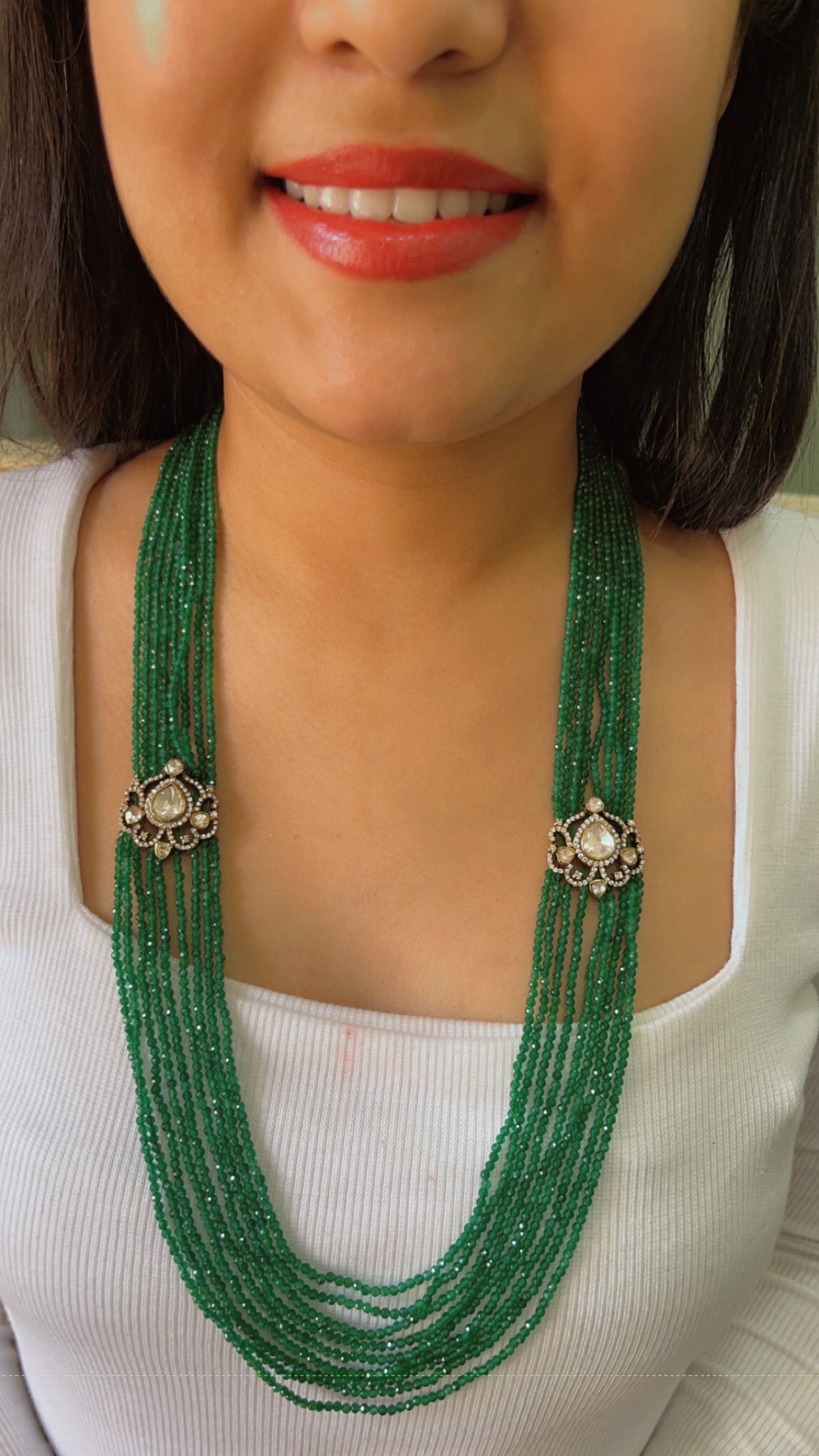 Pure Silver Designer Green Necklace Jewelry