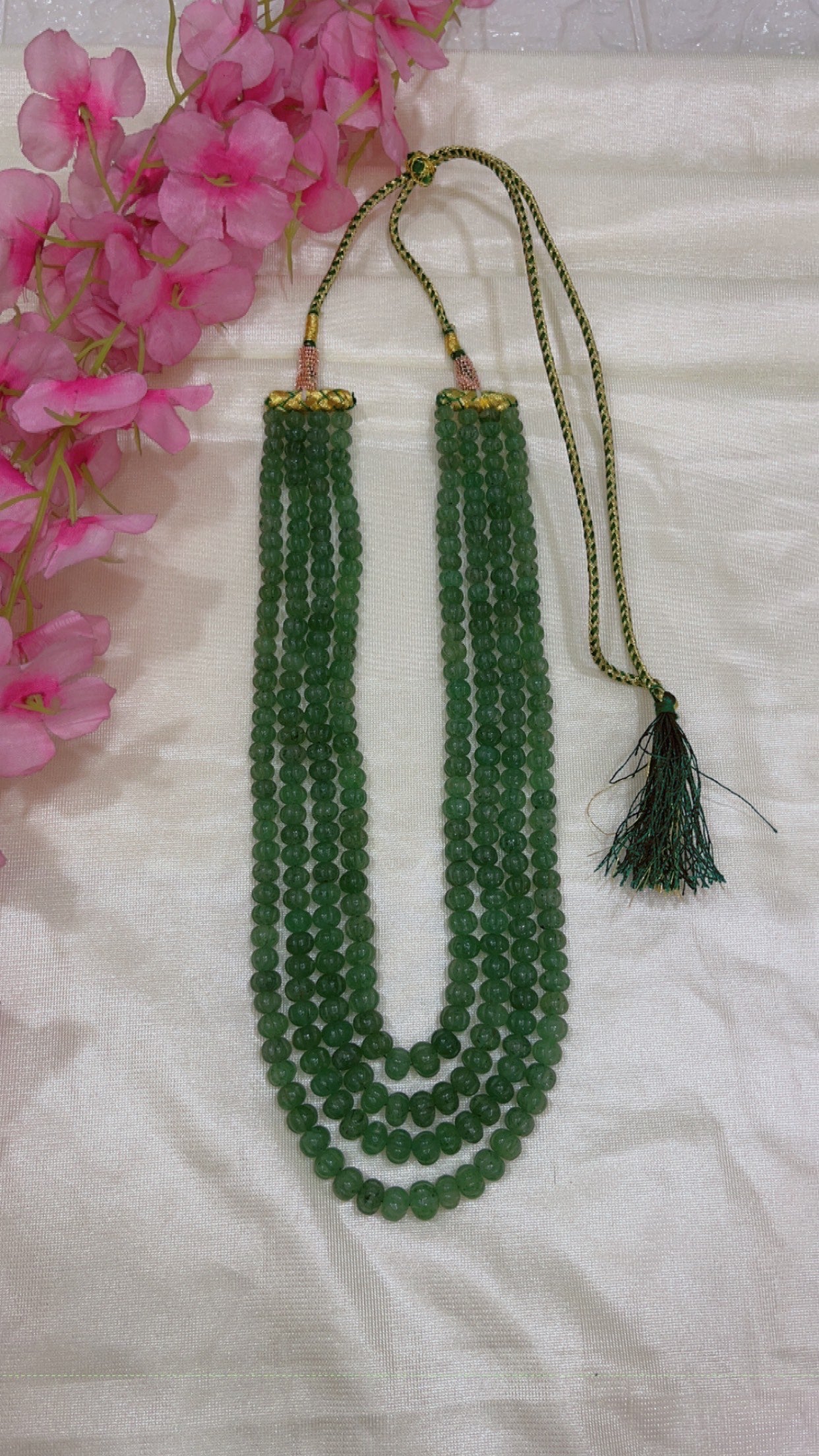 Natural Green Strawberry Pumpkin Gemstone Beads Necklace Jewelry