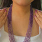 Natural Amethyst & Rose Quartz Gemstone Rondelle Smooth Beaded Necklace