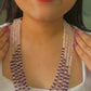 Natural Rose Quartz & Amethyst Gemstone Rondelle Smooth Beaded Necklace