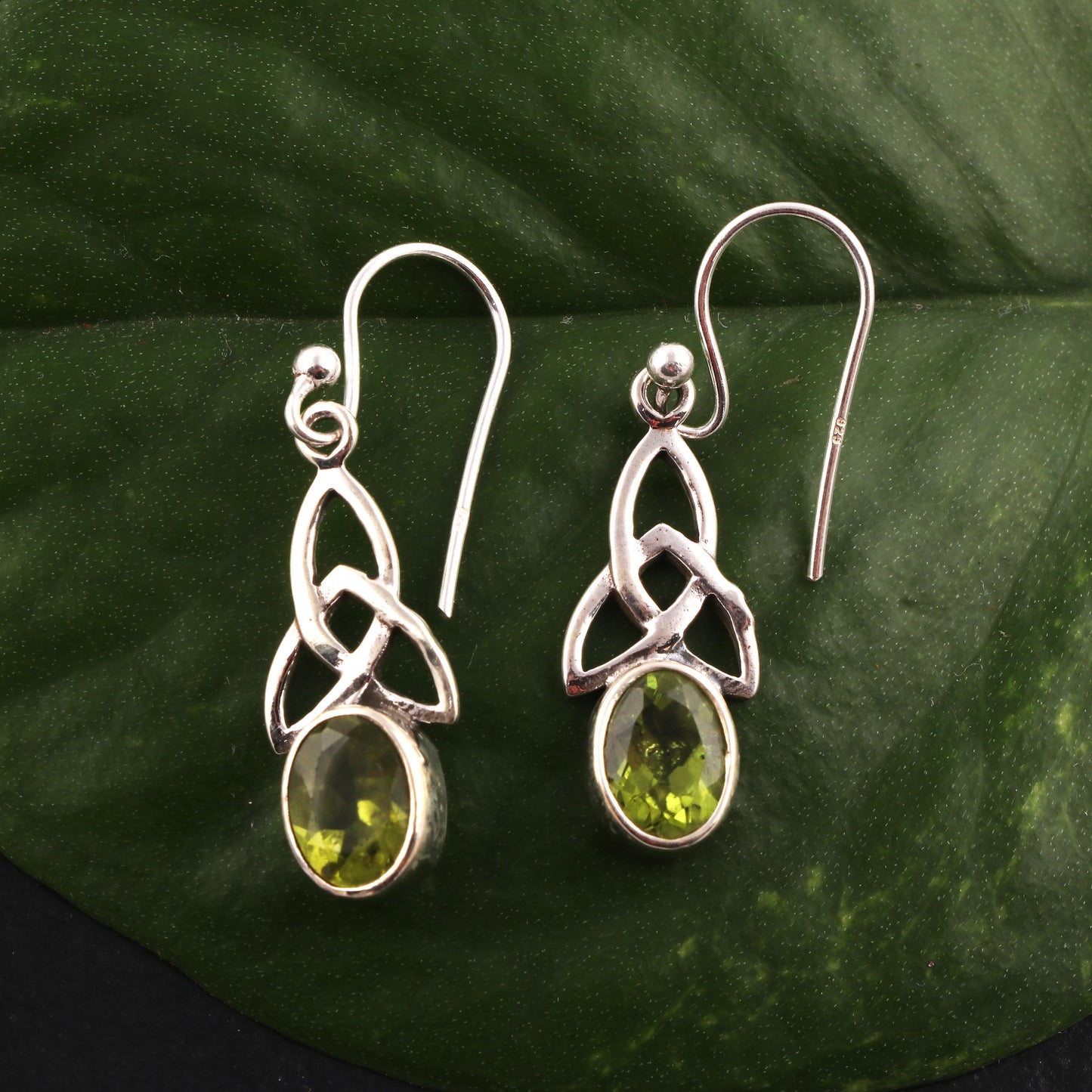 925 Sterling Silver Natural Peridot Gemstone Earring Jewelry