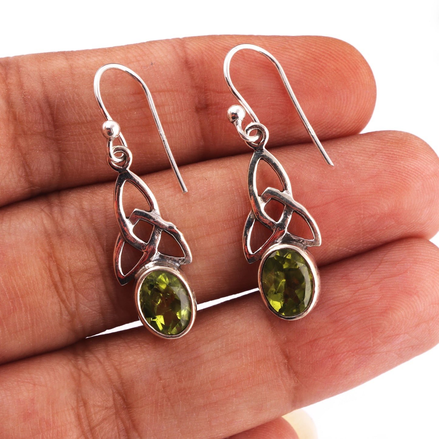 925 Sterling Silver Natural Peridot Gemstone Earring Jewelry