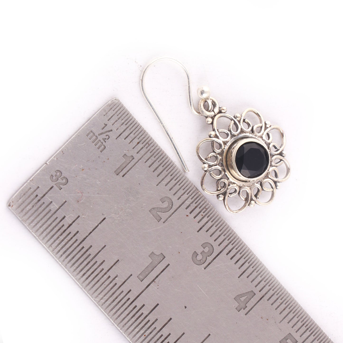 925 Sterling Silver Natural Black Onyx  Gemstone Earring Jewelry
