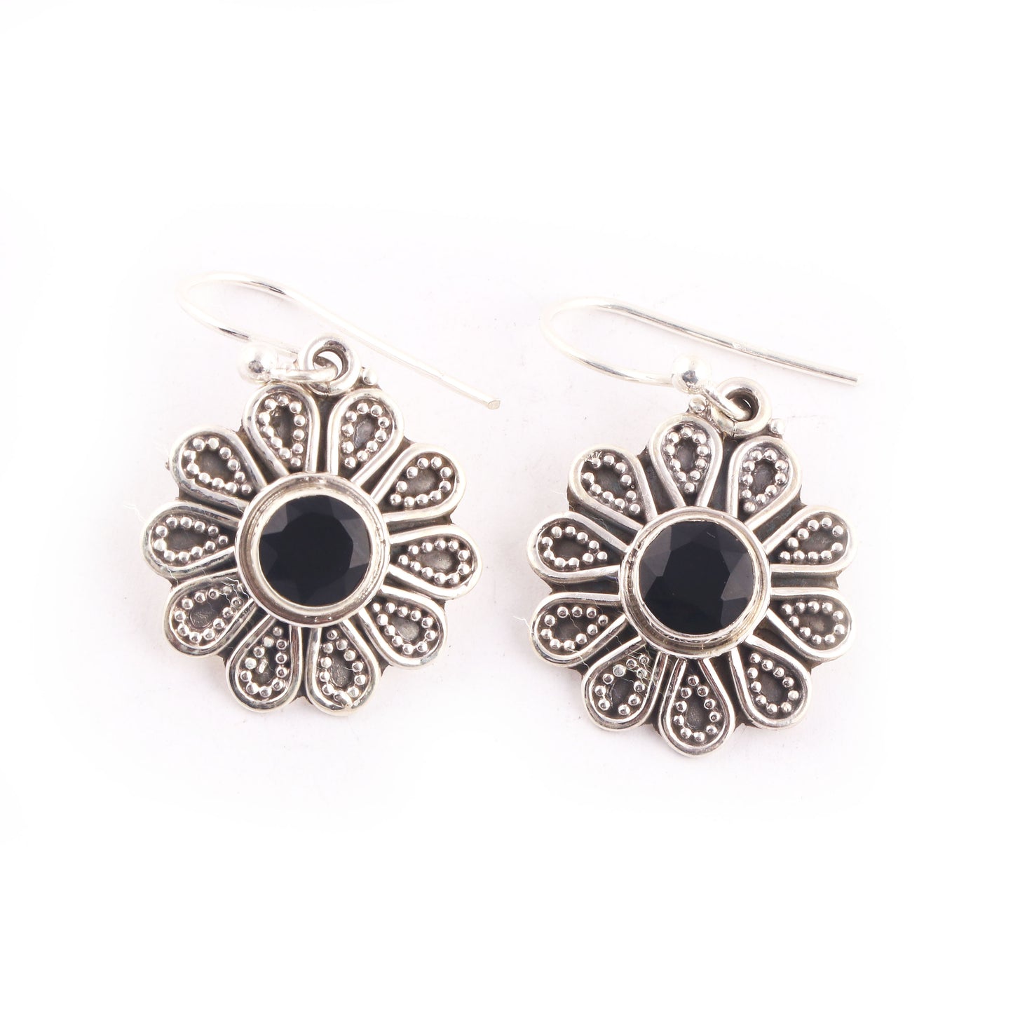 925 Sterling Silver Natural Black Onyx Gemstone Earring Jewelry