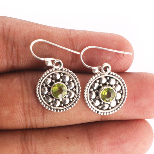 925 Sterling Silver Natural Peridot Gemstone Earring Jewelry