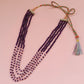 Natural Amethyst & Rose Quartz Gemstone Rondelle Smooth Beaded Necklace