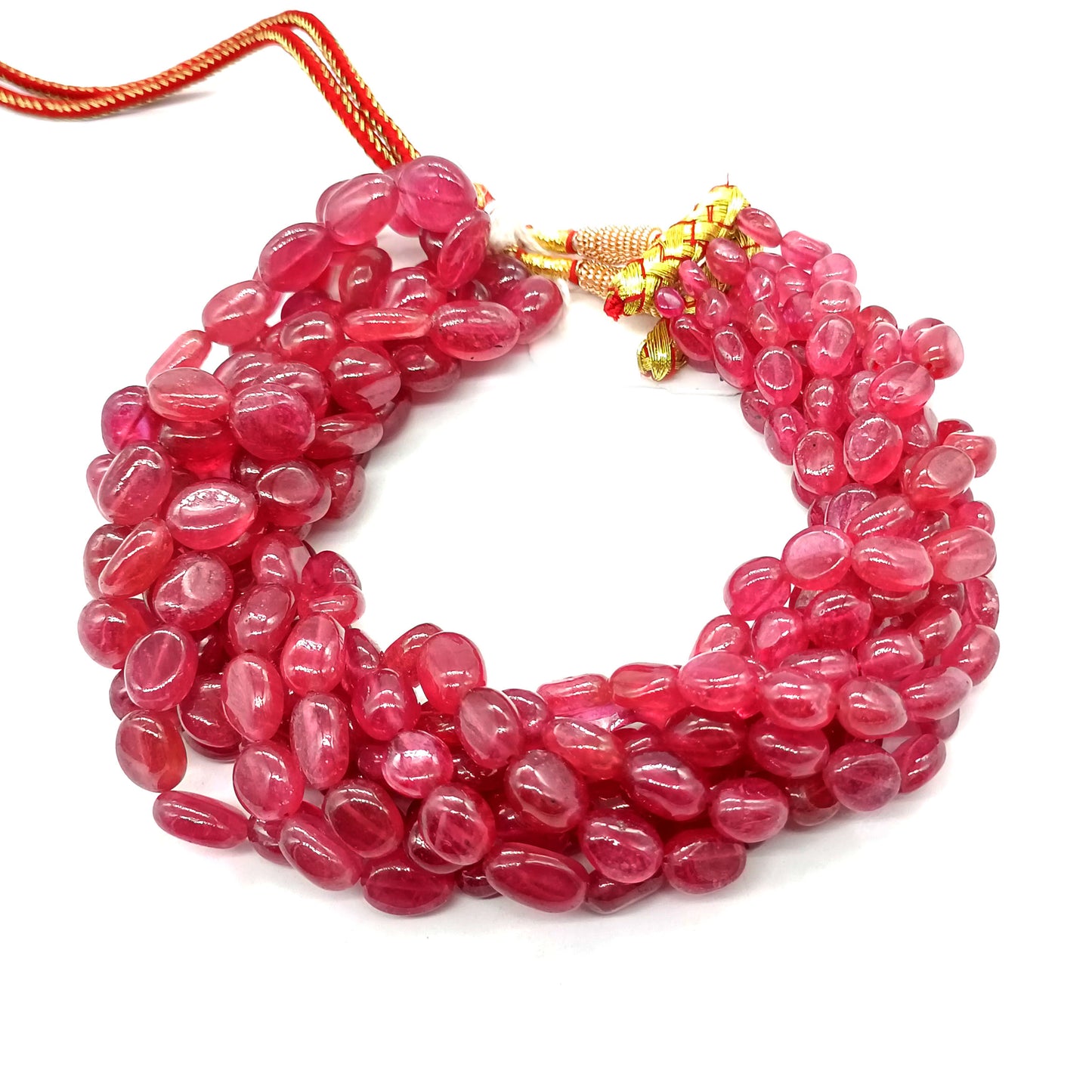 Natural Ruby Oval Gemstone Beads Necklace