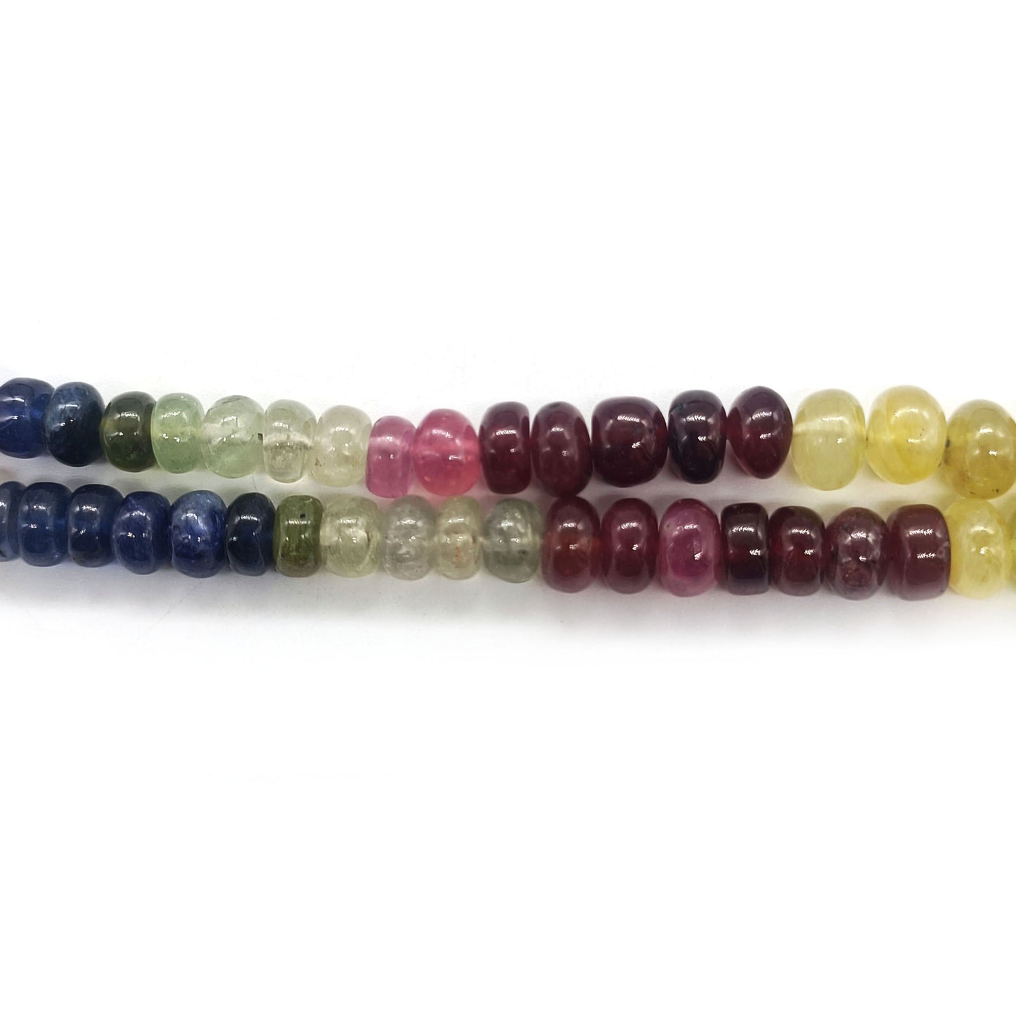 Multi Sapphire Rondelle Smooth Gemstone Beads Nacklace