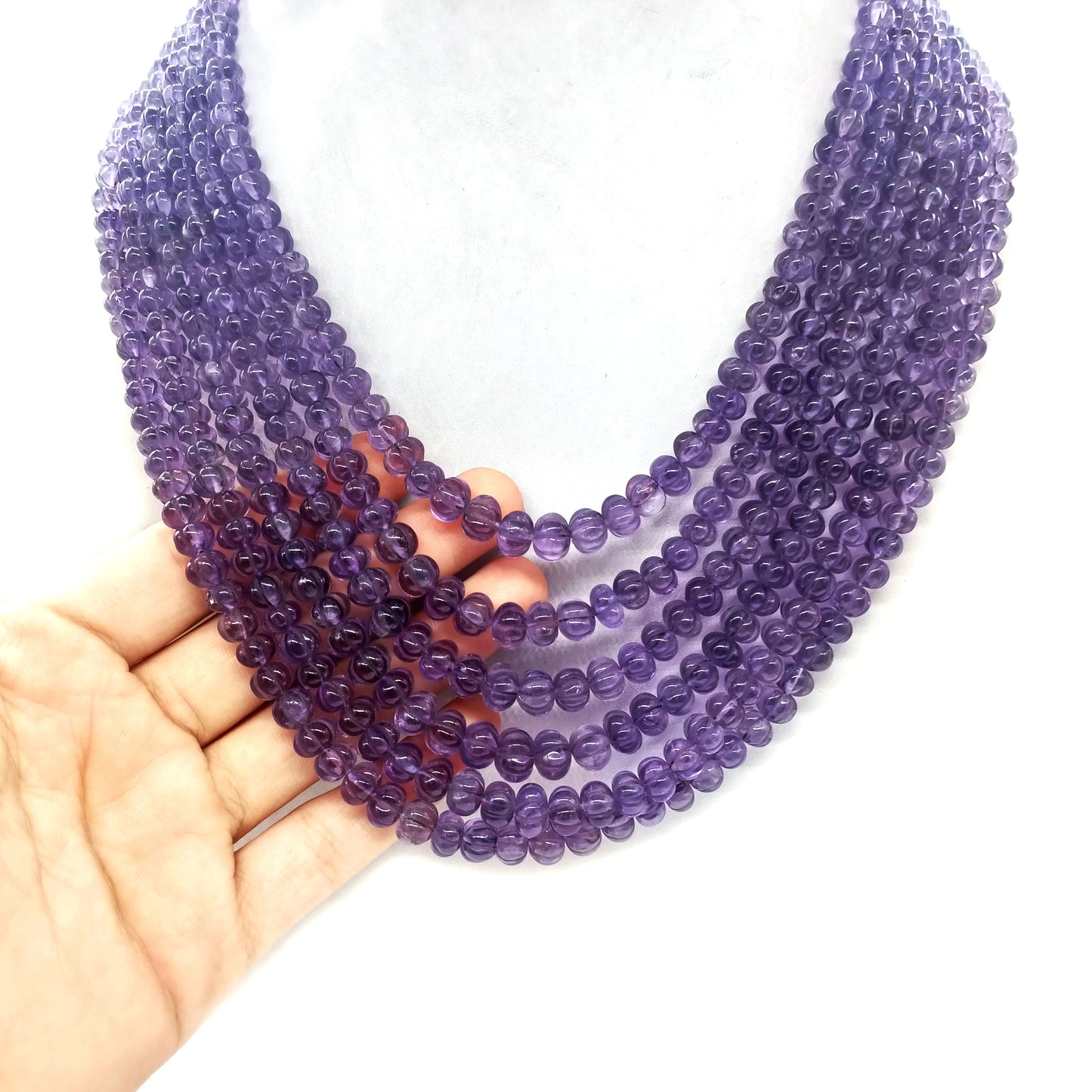 Natural Amethyst Gemstone Pumpkin Beads Necklace