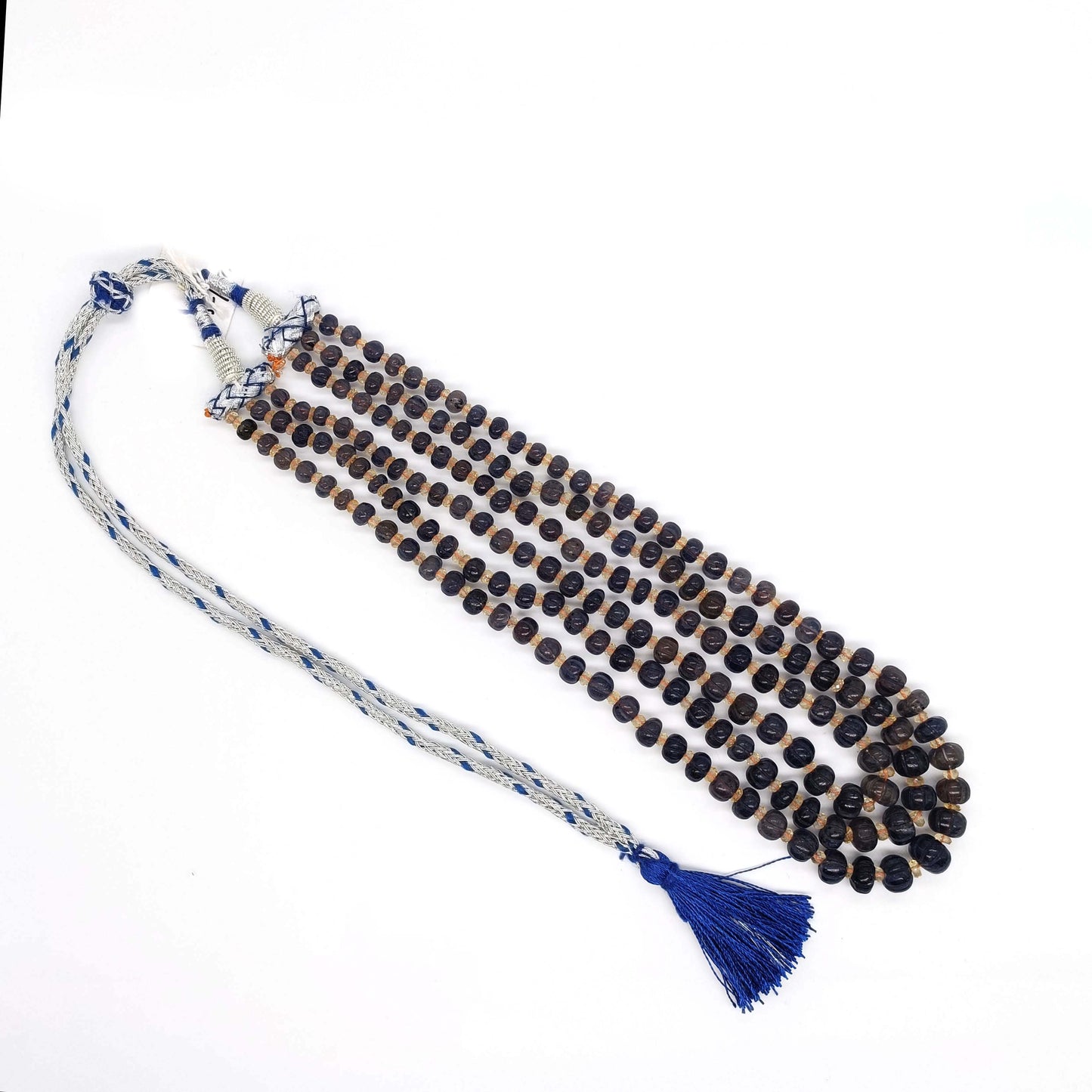 Natural Iolite Pumpkin & Citrine Gemstone Beads Necklace