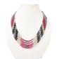 Natural Multi Sapphire Rondelle Smooth Beads Necklace