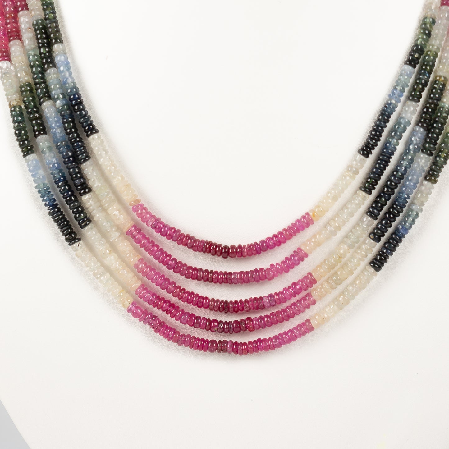 Natural Multi Sapphire Rondelle Smooth Beads Necklace