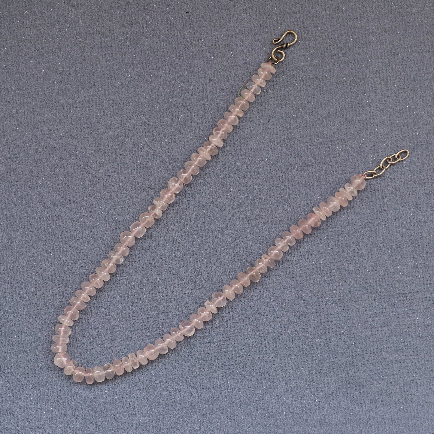 Natural Rose Quartz Gemstone Rondelle Beaded Necklace