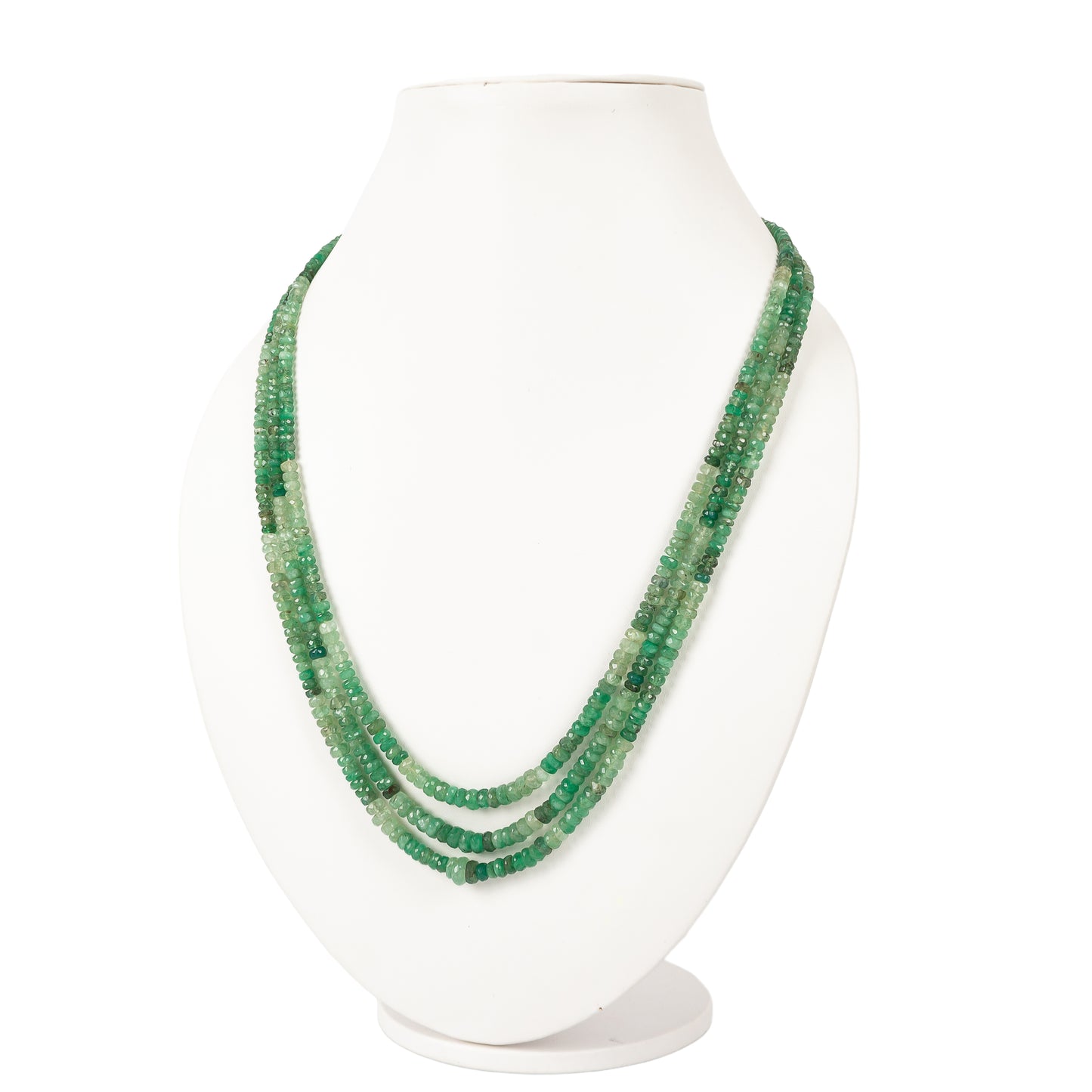 Natural Emerald Shaded Gemstone Beads Necklace