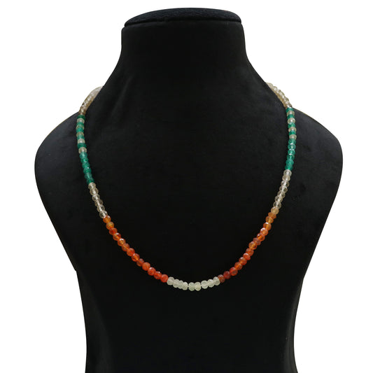 Natural Multi Gemstone Round Faceted Beaded Necklace
